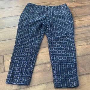 Wildfang Essential Trouser in Blue, White and Yellow Geometric Pattern, Size 12